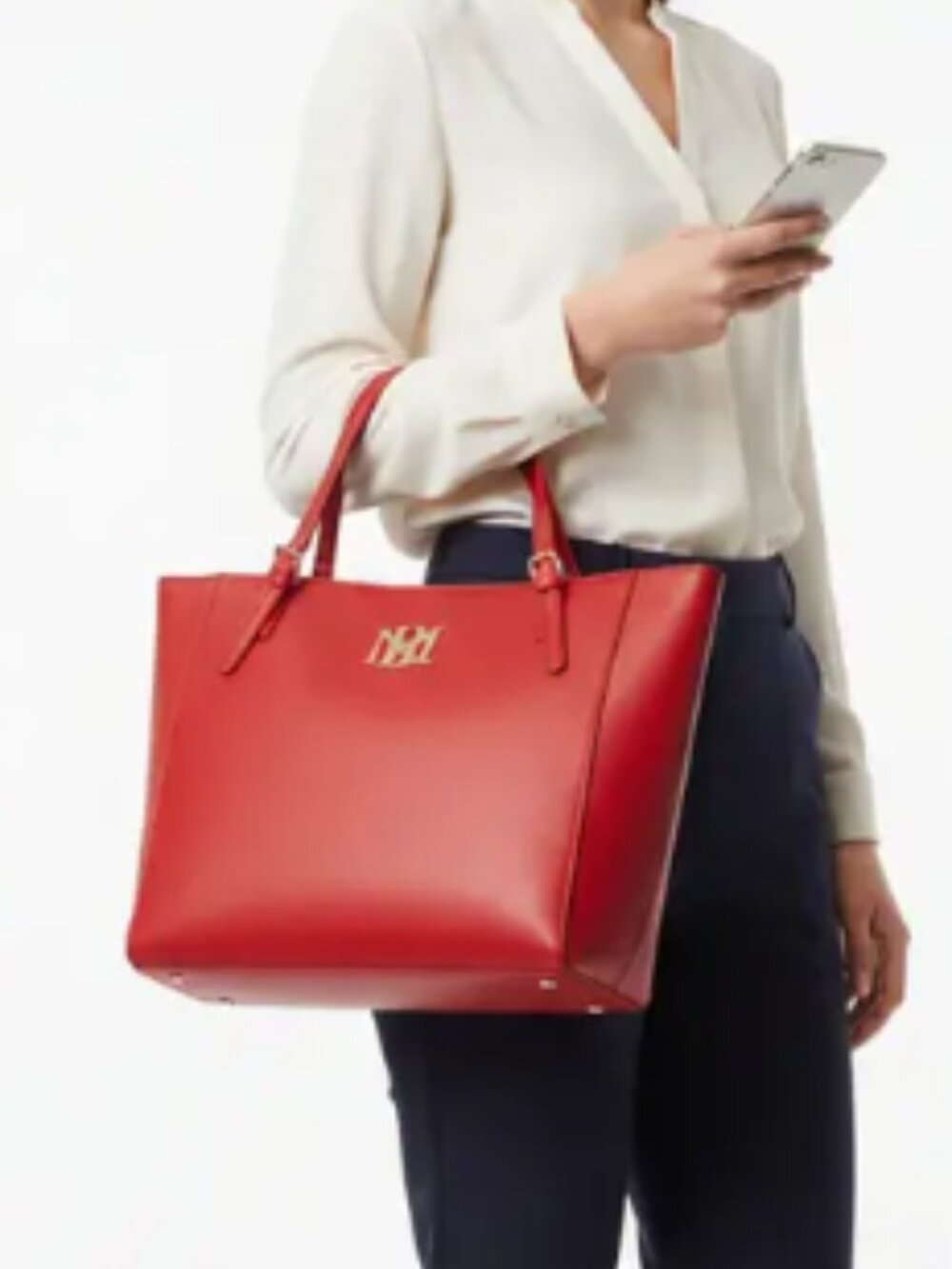 Badgley Mischka Large Tote Vegan Leather Red/Gold NWT